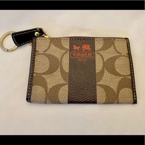 COACH Signature leather Zippy logo ID keychain